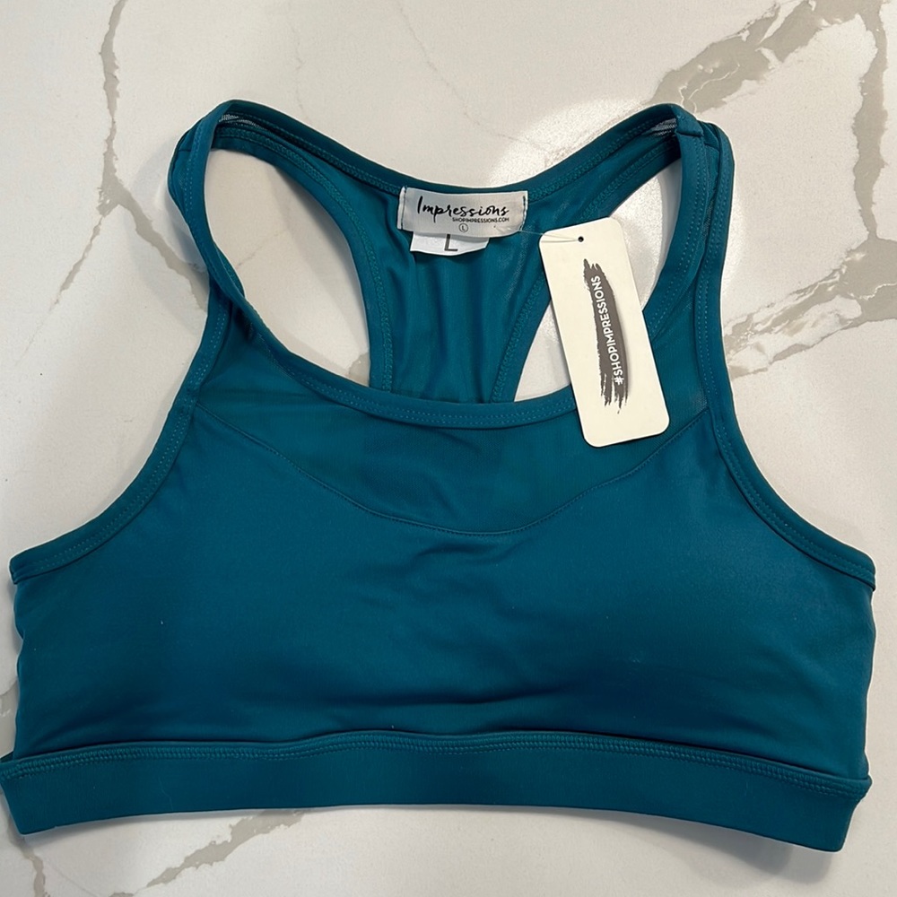 NWT Teal Sports Bra with Unique Back